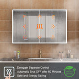 WELLFOR AYLA 48-in x 30-in Lighted LED Fog Free Surface/Recessed Mount Black Soft Close Medicine Cabinet with Outlet