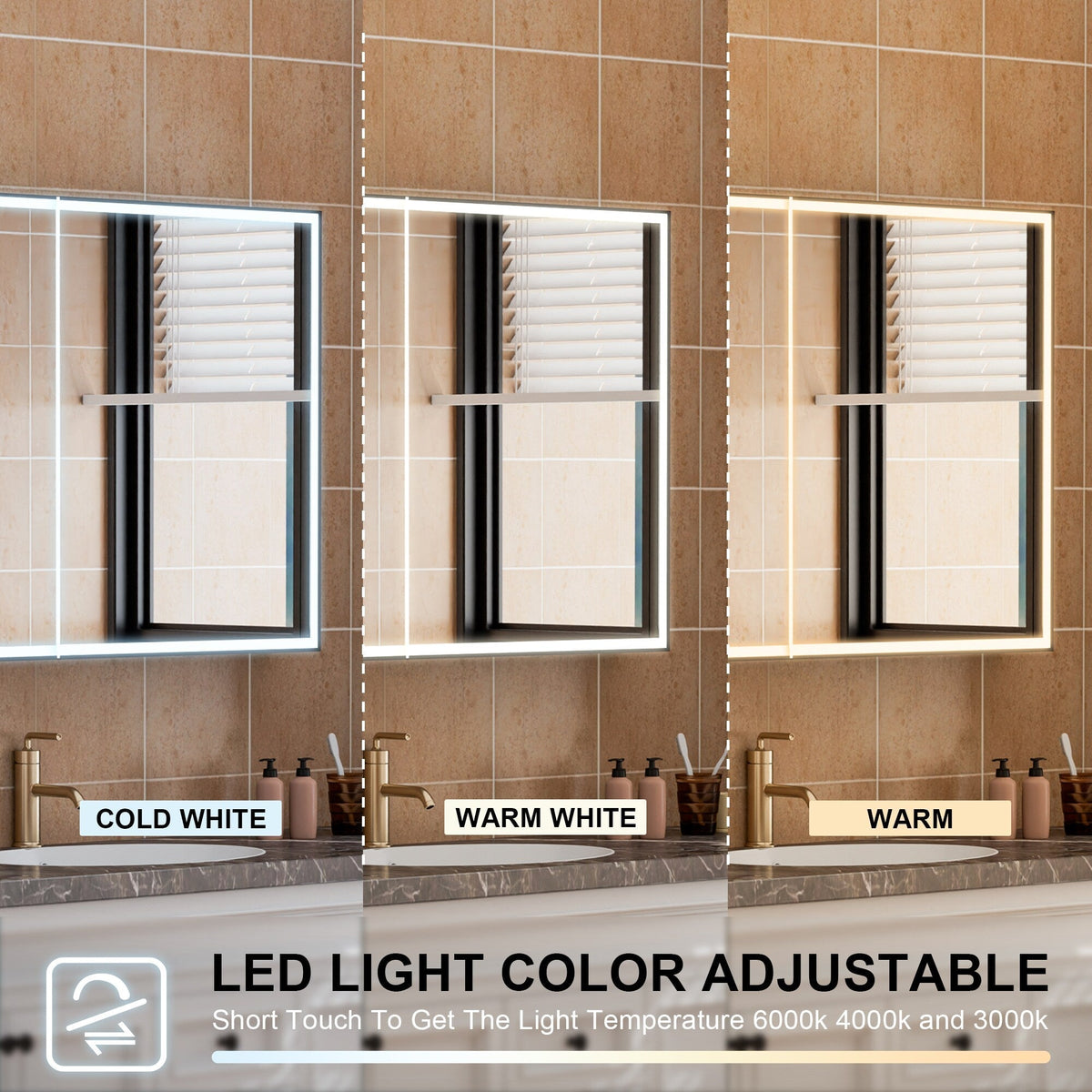 WELLFOR AYLA 48-in x 30-in Lighted LED Fog Free Surface/Recessed Mount Black Soft Close Medicine Cabinet with Outlet