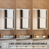 WELLFOR AYLA 48-in x 30-in Lighted LED Fog Free Surface/Recessed Mount Black Soft Close Medicine Cabinet with Outlet