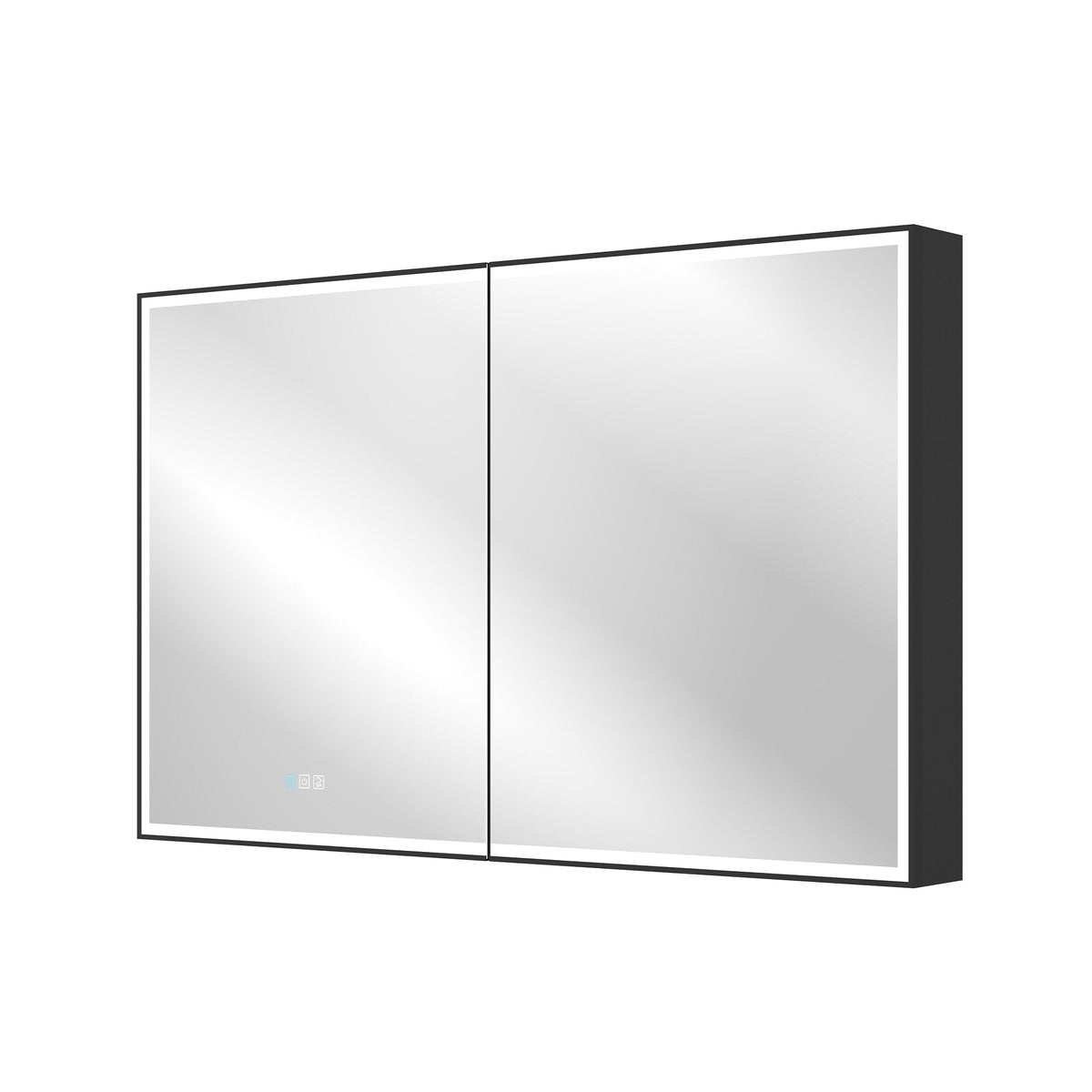 WELLFOR AYLA 48-in x 30-in Lighted LED Fog Free Surface/Recessed Mount Black Soft Close Medicine Cabinet with Outlet