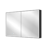 WELLFOR AYLA 48-in x 30-in Lighted LED Fog Free Surface/Recessed Mount Black Soft Close Medicine Cabinet with Outlet