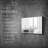 WELLFOR AYLA 48-in x 30-in Lighted LED Fog Free Surface/Recessed Mount Black Soft Close Medicine Cabinet with Outlet
