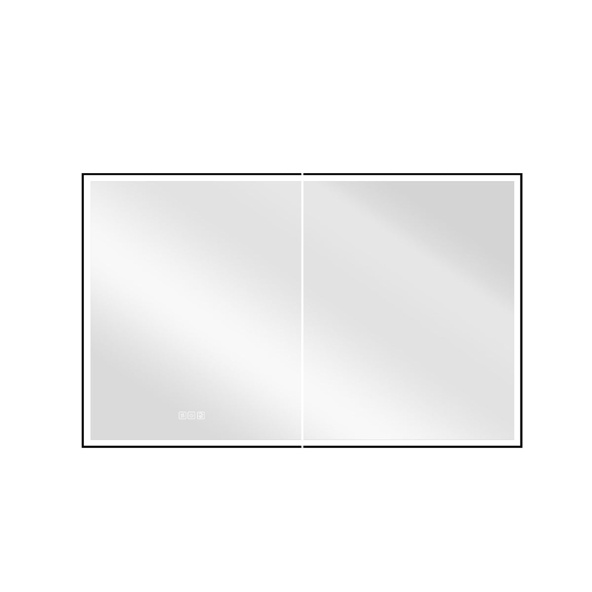 WELLFOR AYLA 48-in x 30-in Lighted LED Fog Free Surface/Recessed Mount Black Soft Close Medicine Cabinet with Outlet