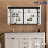 WELLFOR AYLA 48-in x 30-in Lighted LED Fog Free Surface/Recessed Mount Black Soft Close Medicine Cabinet with Outlet