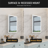 WELLFOR AURORA 24-in x 32-in Lighted LED Fog Free Surface/Recessed Mount Silver Mirrored Soft Close Medicine Cabinet