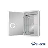 WELLFOR AURORA 24-in x 32-in Lighted LED Fog Free Surface/Recessed Mount Silver Mirrored Soft Close Medicine Cabinet
