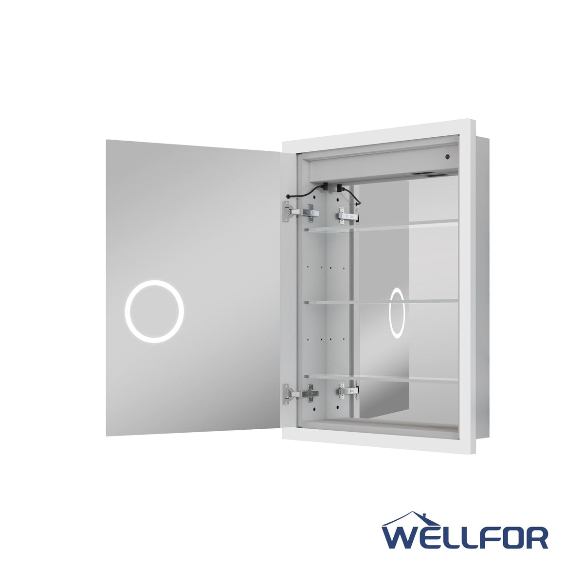 WELLFOR AURORA 24-in x 32-in Lighted LED Fog Free Surface/Recessed Mount Silver Mirrored Soft Close Medicine Cabinet