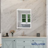 WELLFOR AURORA 24-in x 32-in Lighted LED Fog Free Surface/Recessed Mount Silver Mirrored Soft Close Medicine Cabinet