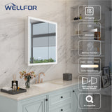 WELLFOR AURORA 30-in x 32-in Lighted LED Fog Free Surface/Recessed Mount Silver Mirrored Soft Close Medicine Cabinet