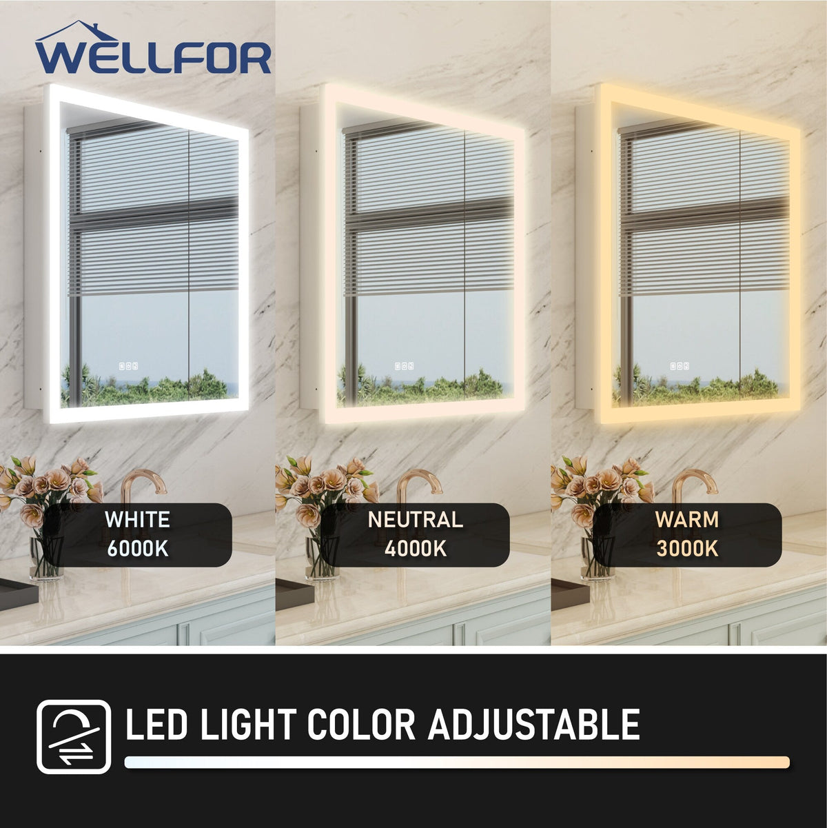 WELLFOR AURORA 30-in x 32-in Lighted LED Fog Free Surface/Recessed Mount Silver Mirrored Soft Close Medicine Cabinet
