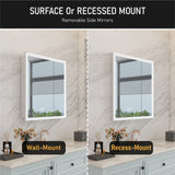 WELLFOR AURORA 30-in x 32-in Lighted LED Fog Free Surface/Recessed Mount Silver Mirrored Soft Close Medicine Cabinet