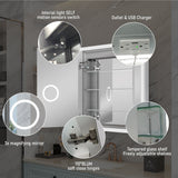 WELLFOR AURORA 30-in x 32-in Lighted LED Fog Free Surface/Recessed Mount Silver Mirrored Soft Close Medicine Cabinet