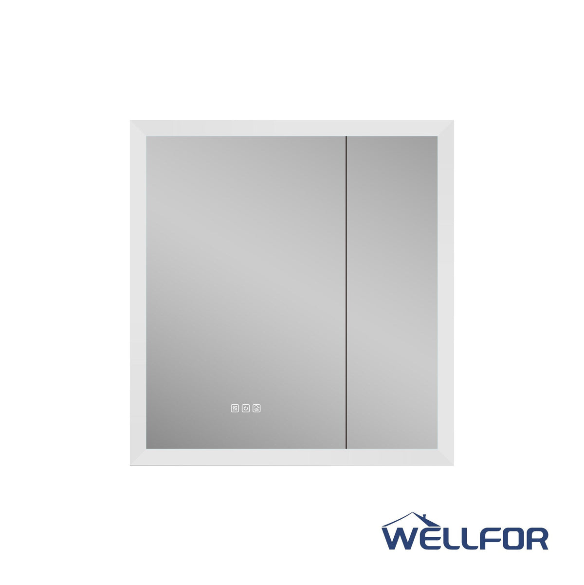 WELLFOR AURORA 30-in x 32-in Lighted LED Fog Free Surface/Recessed Mount Silver Mirrored Soft Close Medicine Cabinet