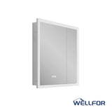 WELLFOR AURORA 30-in x 32-in Lighted LED Fog Free Surface/Recessed Mount Silver Mirrored Soft Close Medicine Cabinet