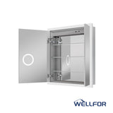 WELLFOR AURORA 30-in x 32-in Lighted LED Fog Free Surface/Recessed Mount Silver Mirrored Soft Close Medicine Cabinet