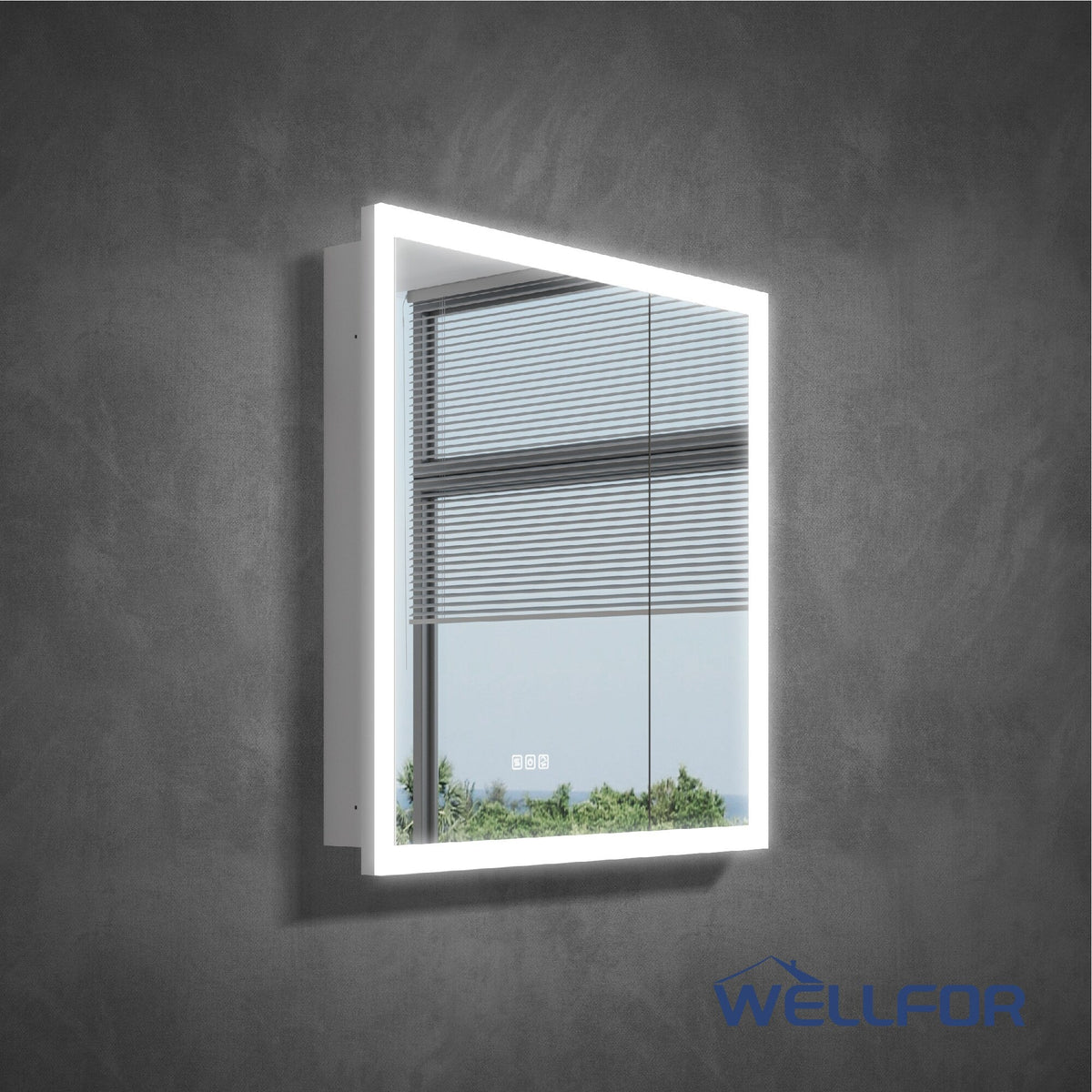WELLFOR AURORA 30-in x 32-in Lighted LED Fog Free Surface/Recessed Mount Silver Mirrored Soft Close Medicine Cabinet