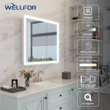 WELLFOR AURORA 36-in x 32-in Lighted LED Fog Free Surface/Recessed Mount Silver Mirrored Soft Close Medicine Cabinet