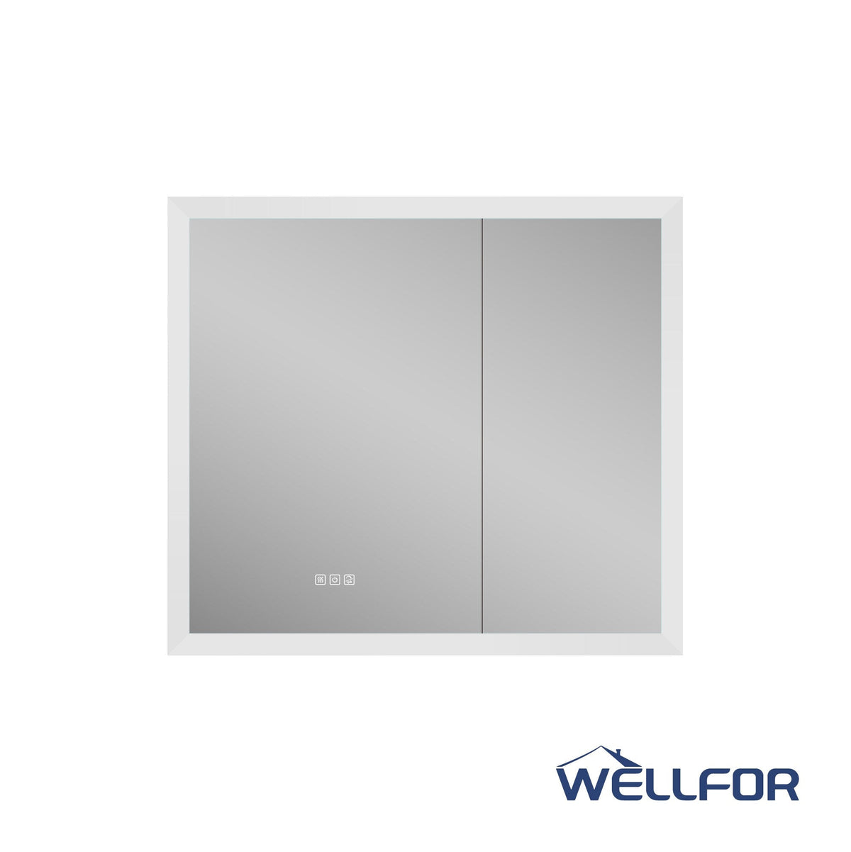 WELLFOR AURORA 36-in x 32-in Lighted LED Fog Free Surface/Recessed Mount Silver Mirrored Soft Close Medicine Cabinet