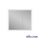 WELLFOR AURORA 36-in x 32-in Lighted LED Fog Free Surface/Recessed Mount Silver Mirrored Soft Close Medicine Cabinet