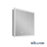 WELLFOR AURORA 36-in x 32-in Lighted LED Fog Free Surface/Recessed Mount Silver Mirrored Soft Close Medicine Cabinet