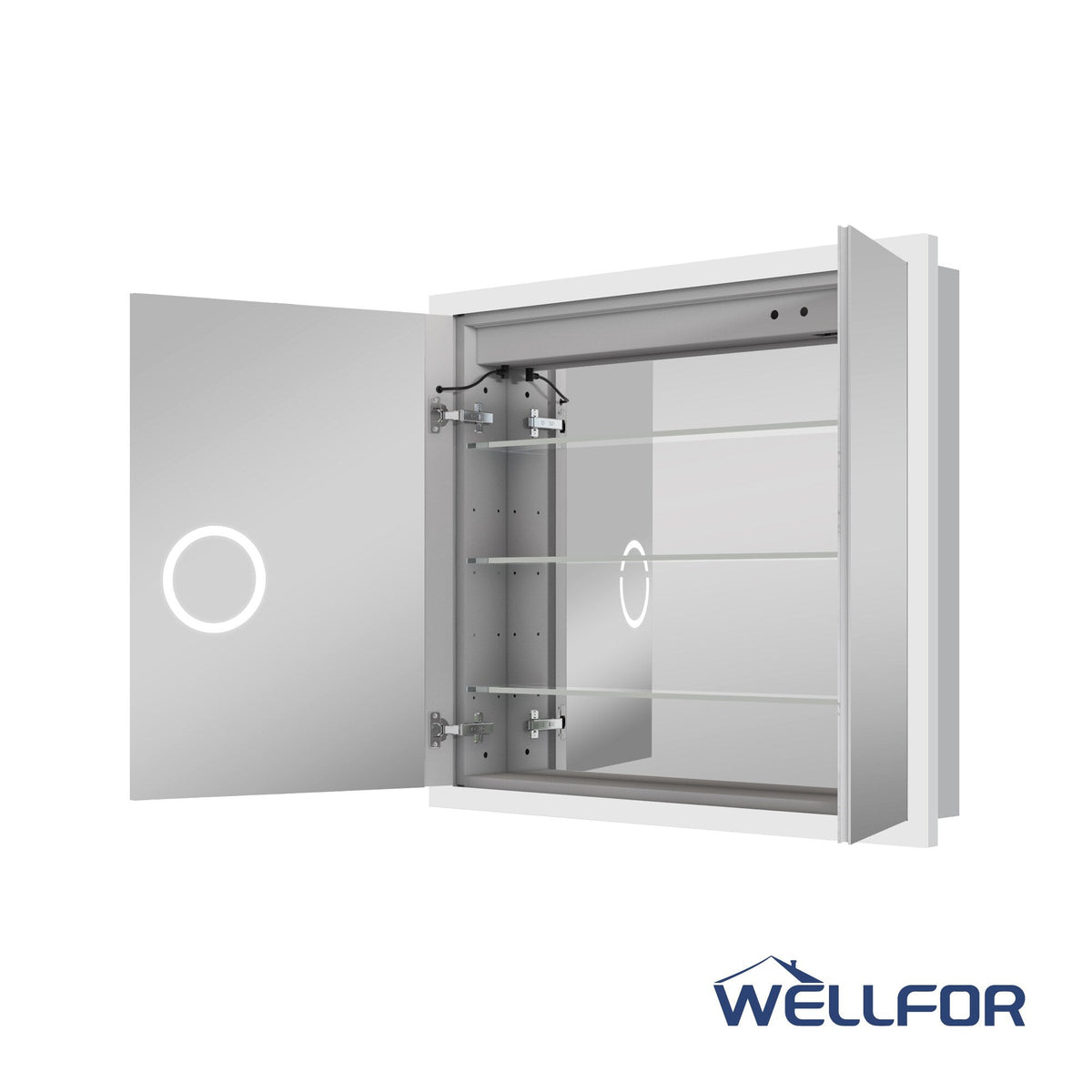 WELLFOR AURORA 36-in x 32-in Lighted LED Fog Free Surface/Recessed Mount Silver Mirrored Soft Close Medicine Cabinet