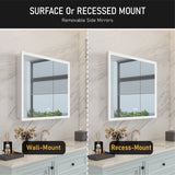 WELLFOR AURORA 36-in x 32-in Lighted LED Fog Free Surface/Recessed Mount Silver Mirrored Soft Close Medicine Cabinet