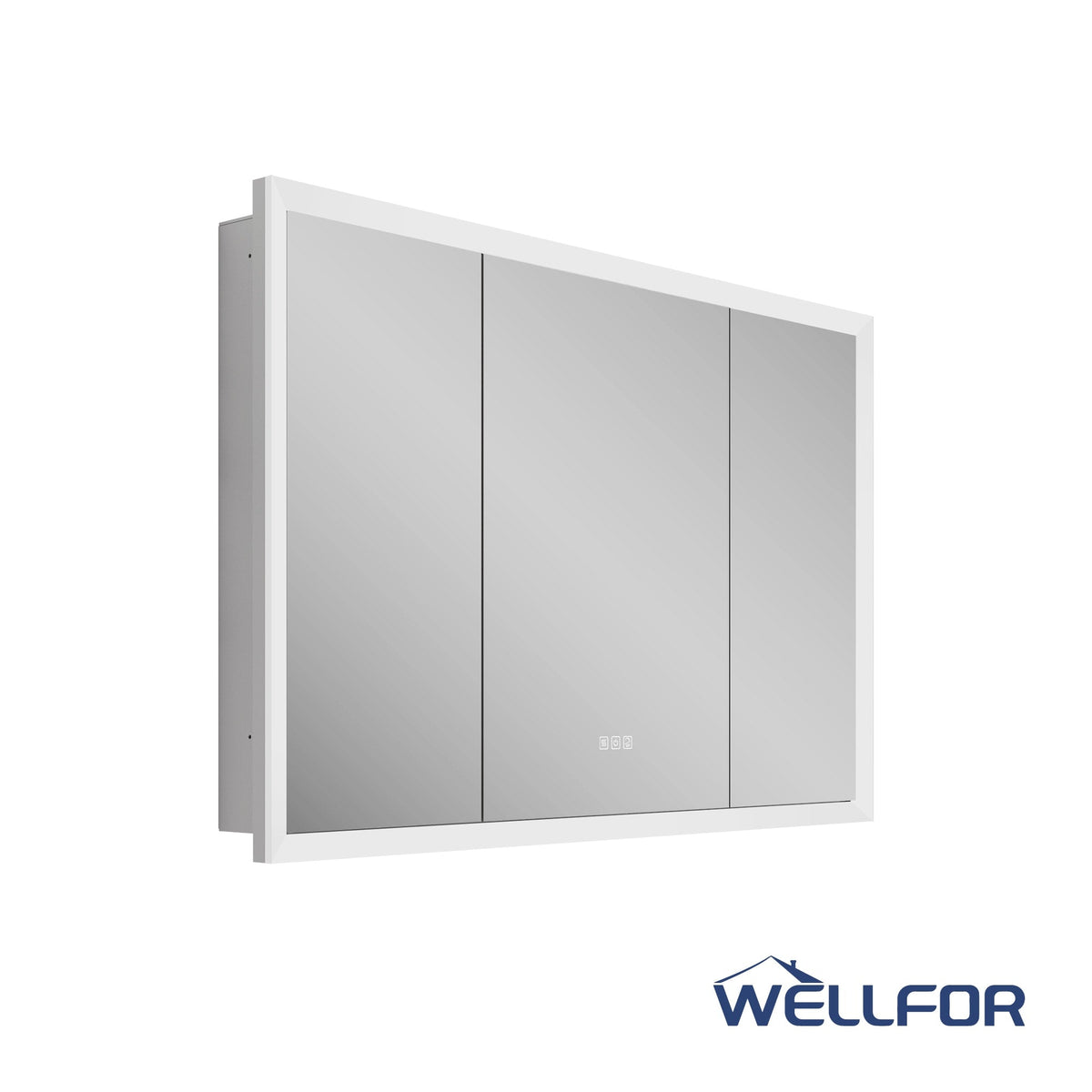 WELLFOR AURORA 48-in x 32-in Lighted LED Fog Free Surface/Recessed Mount Silver Mirrored Soft Close Medicine Cabinet