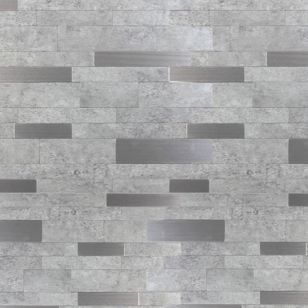 Peel&Stick Tile Moderne Charcoal 12-in x 12-in Brushed Metal Patterned Linear Peel and stick Mosaic Wall Tile product image