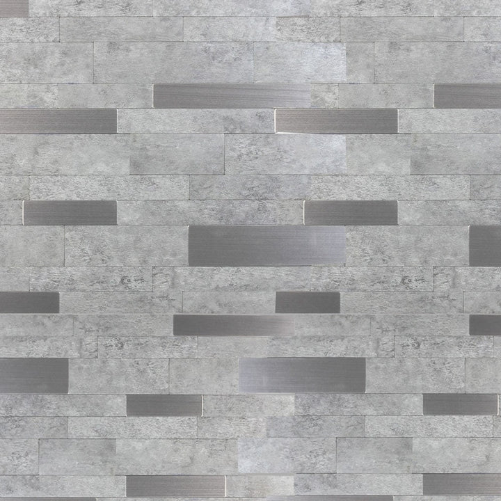 Peel&Stick Tile Moderne Charcoal 12-in x 12-in Brushed Metal Patterned Linear Peel and stick Mosaic Wall Tile product image