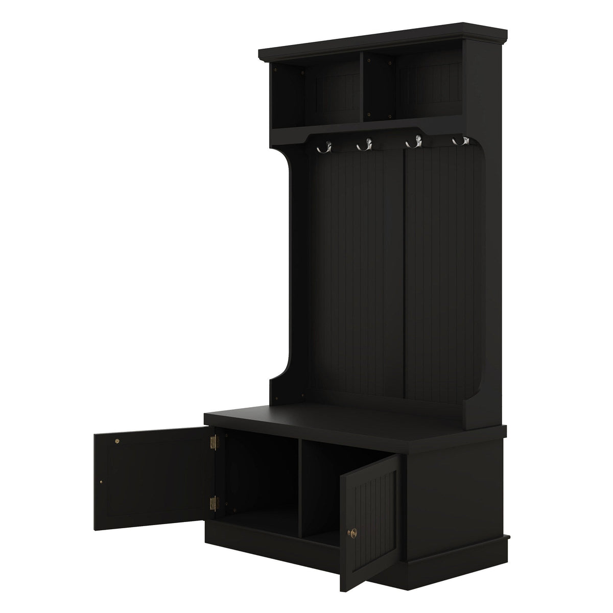 Yiekholo Casual 35.5-in Black Wood Hall Tree