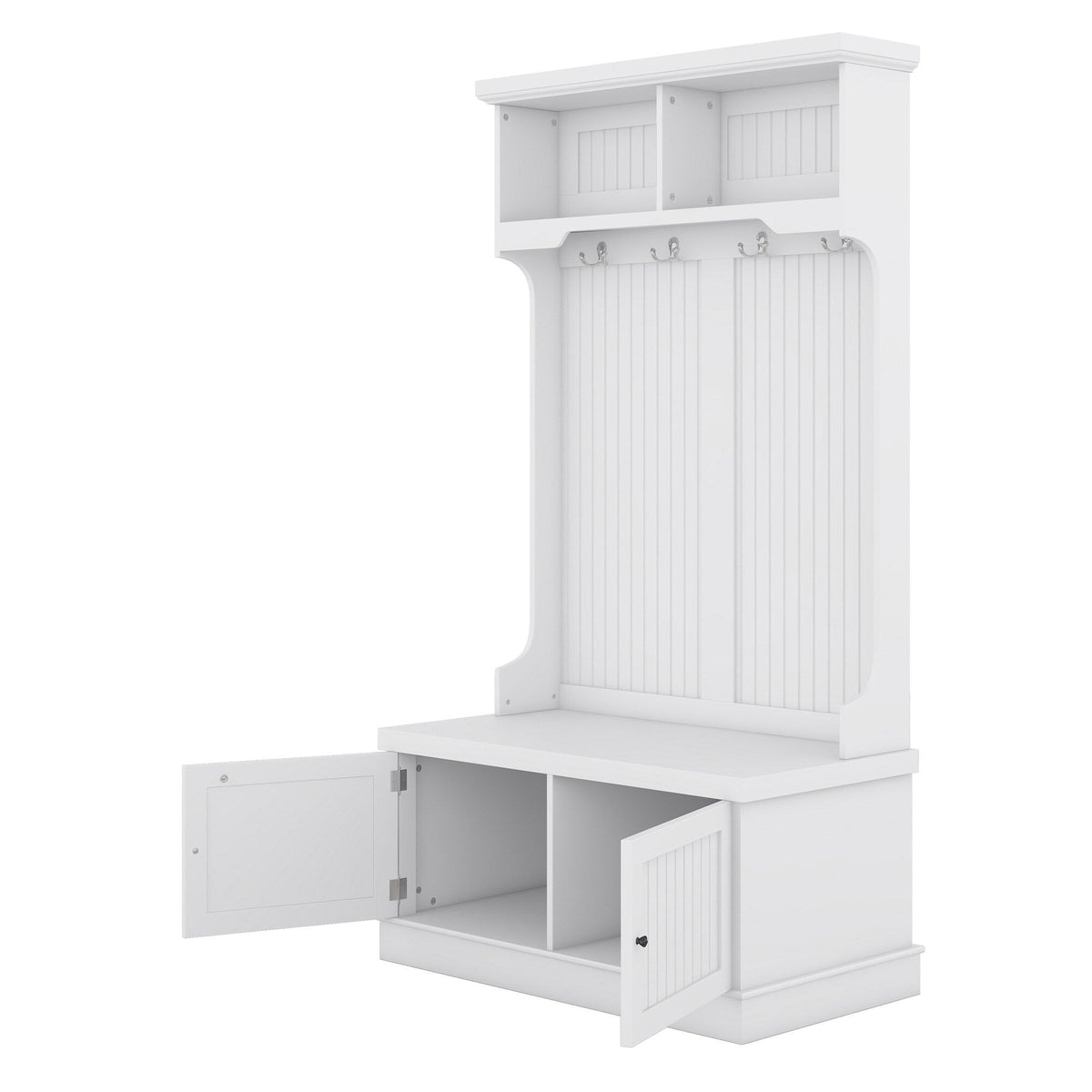Yiekholo Casual 35.5-in White Wood Hall Tree