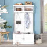 Yiekholo Casual 35.5-in White Wood Hall Tree