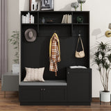 Yiekholo Casual 59-in Black Wood Hall Tree