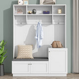Yiekholo Casual 59-in White Wood Hall Tree