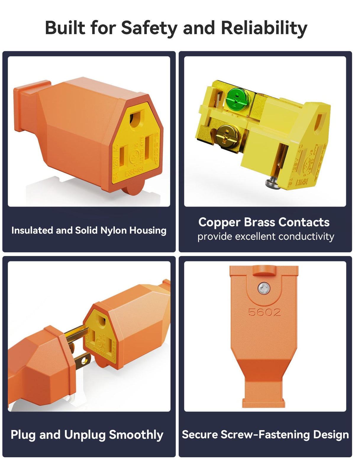Project Source 15-Amp 125-Volt Orange 3-Wire Grounding Connector, NEMA 5-15R