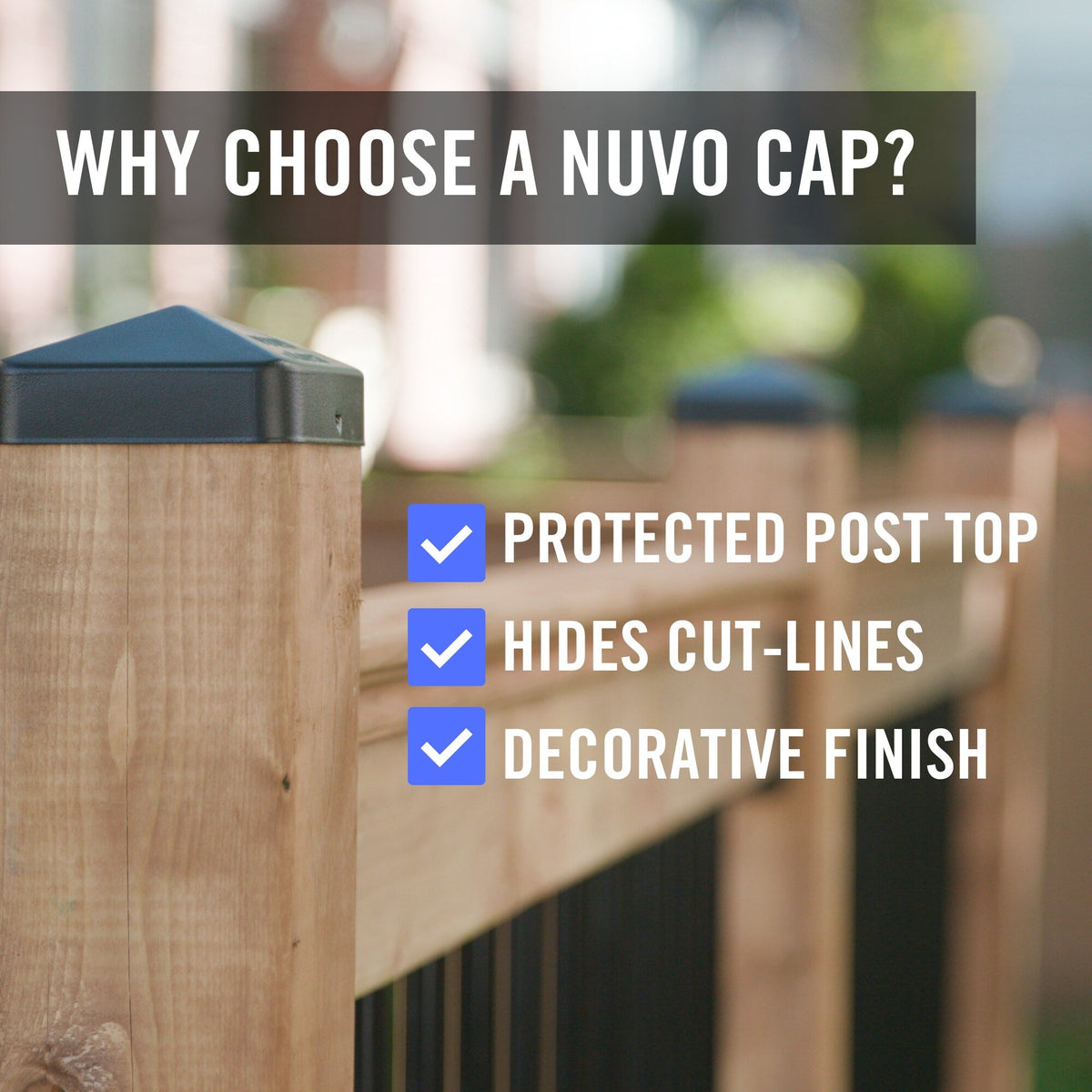 Nuvo Iron 5-in x 5-in Black Painted Galvanized Steel Deck Post Cap