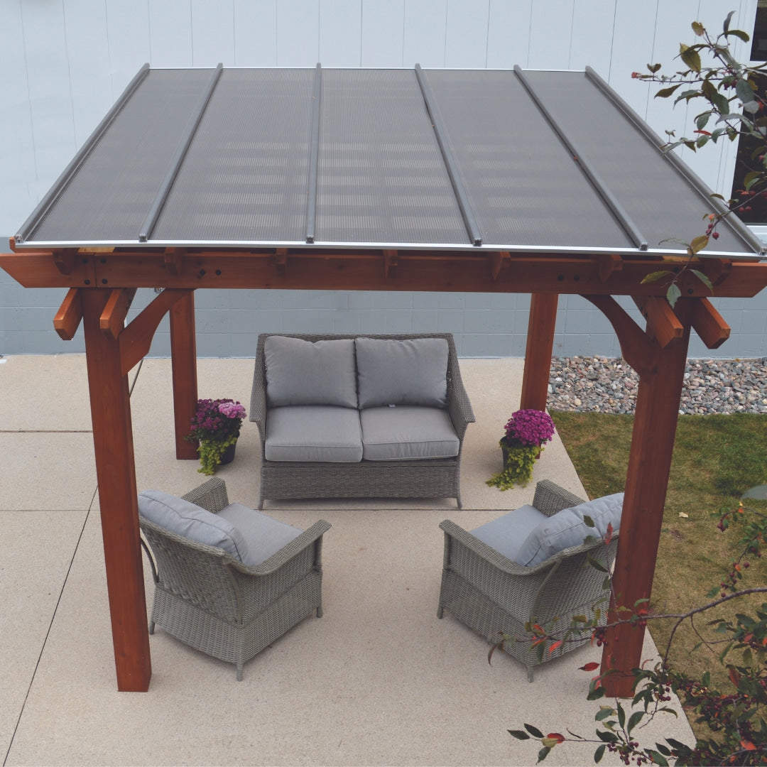 AmeriLux International TOPGAL Multiwall Pergola Roof Panel Kit, 10-ft x 10-ft, Standing Seam, Bronze Polycarbonate