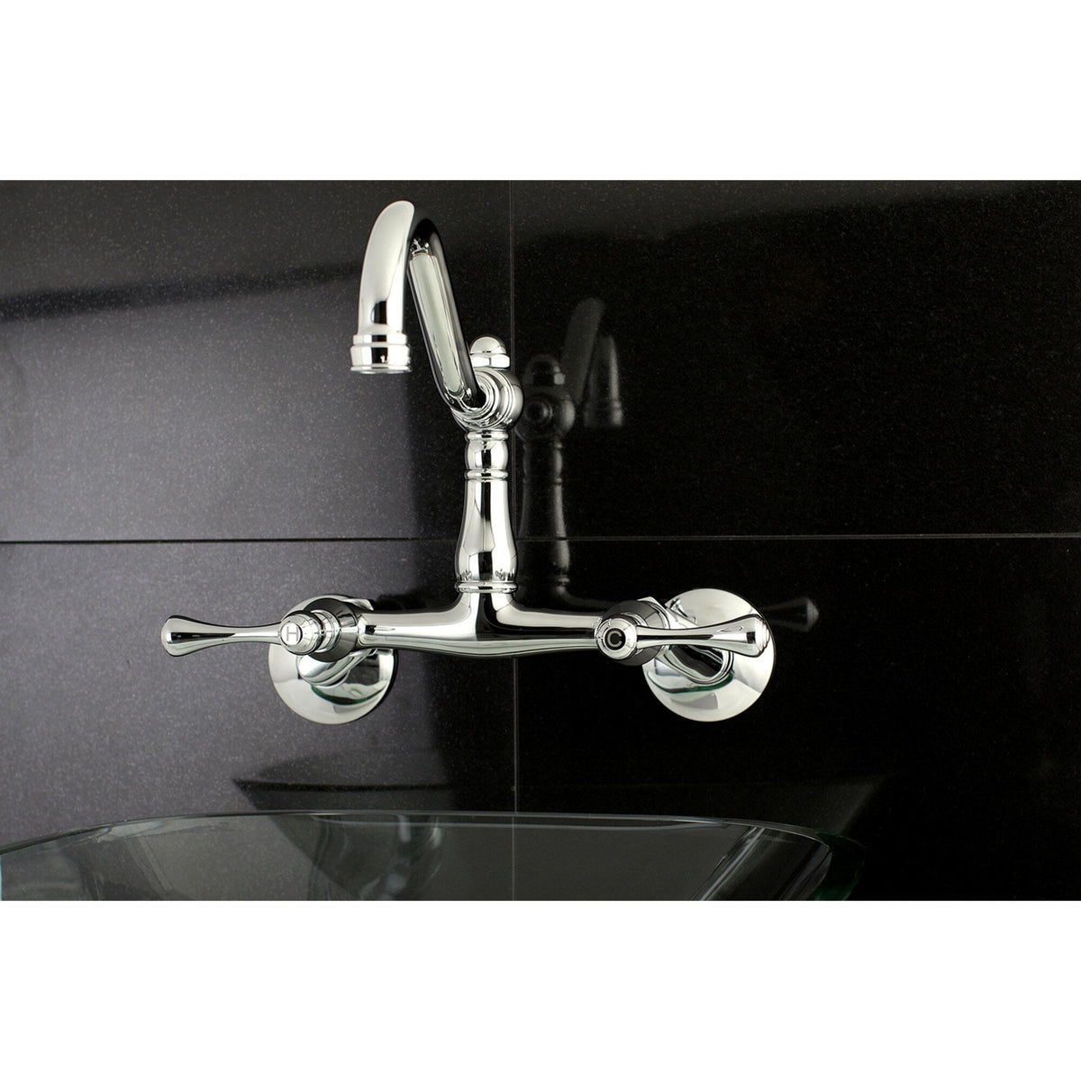 Elements of Design Hot Springs Chrome 2-Handle Wall-Mount Bridge Kitchen Faucet, 8.5-in Spout Reach
