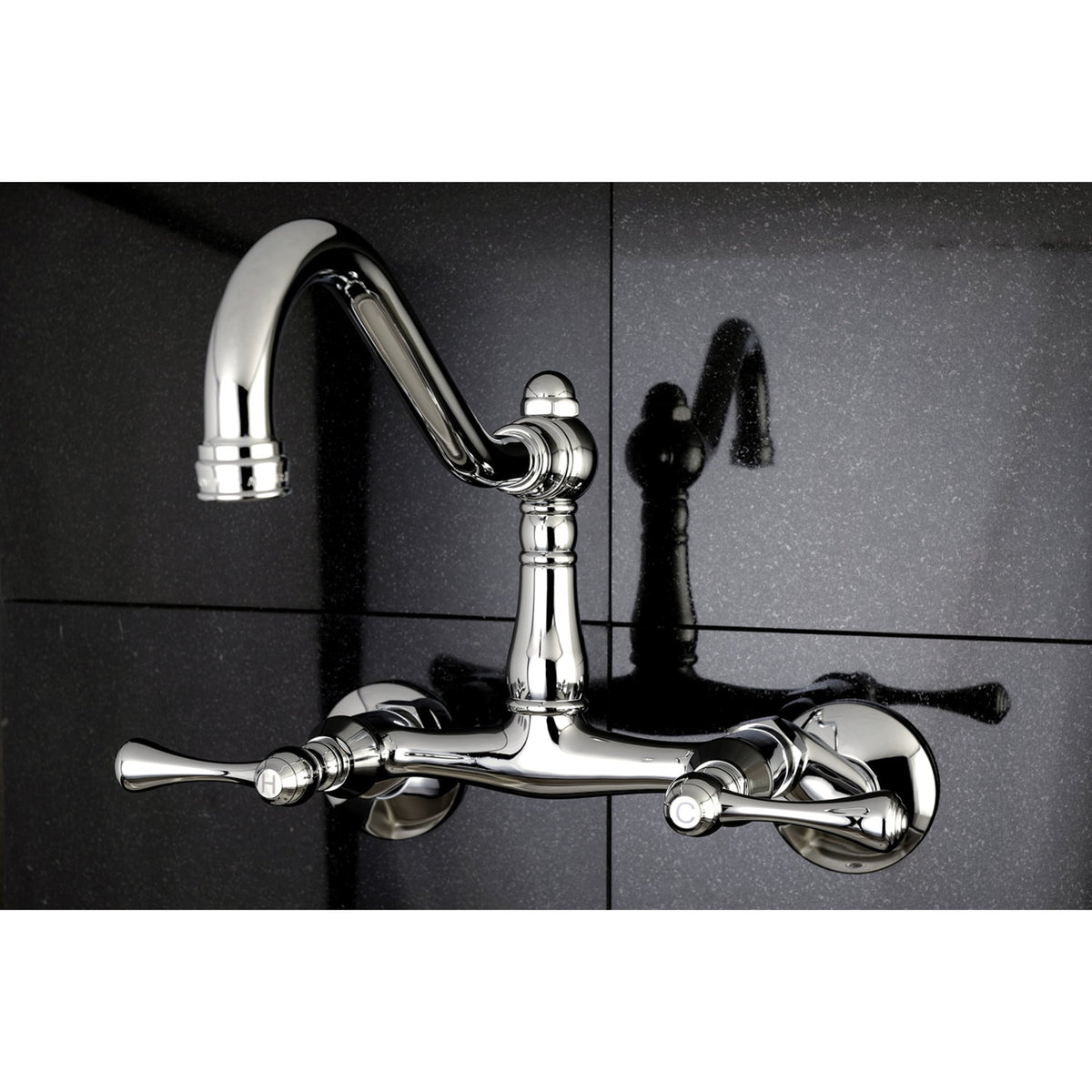 Elements of Design Hot Springs Chrome 2-Handle Wall-Mount Bridge Kitchen Faucet, 8.5-in Spout Reach