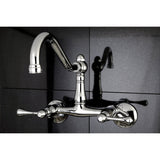 Elements of Design Hot Springs Chrome 2-Handle Wall-Mount Bridge Kitchen Faucet, 8.5-in Spout Reach