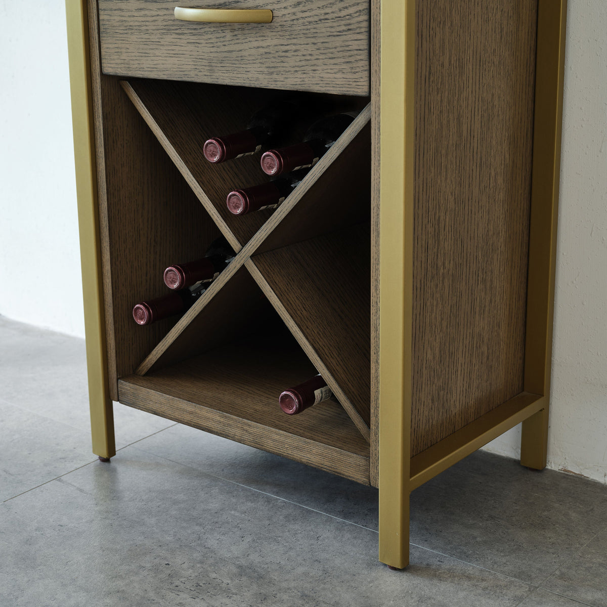 Leick Home 12-Bottle Brownbronze Wood Wine Cabinet Panel