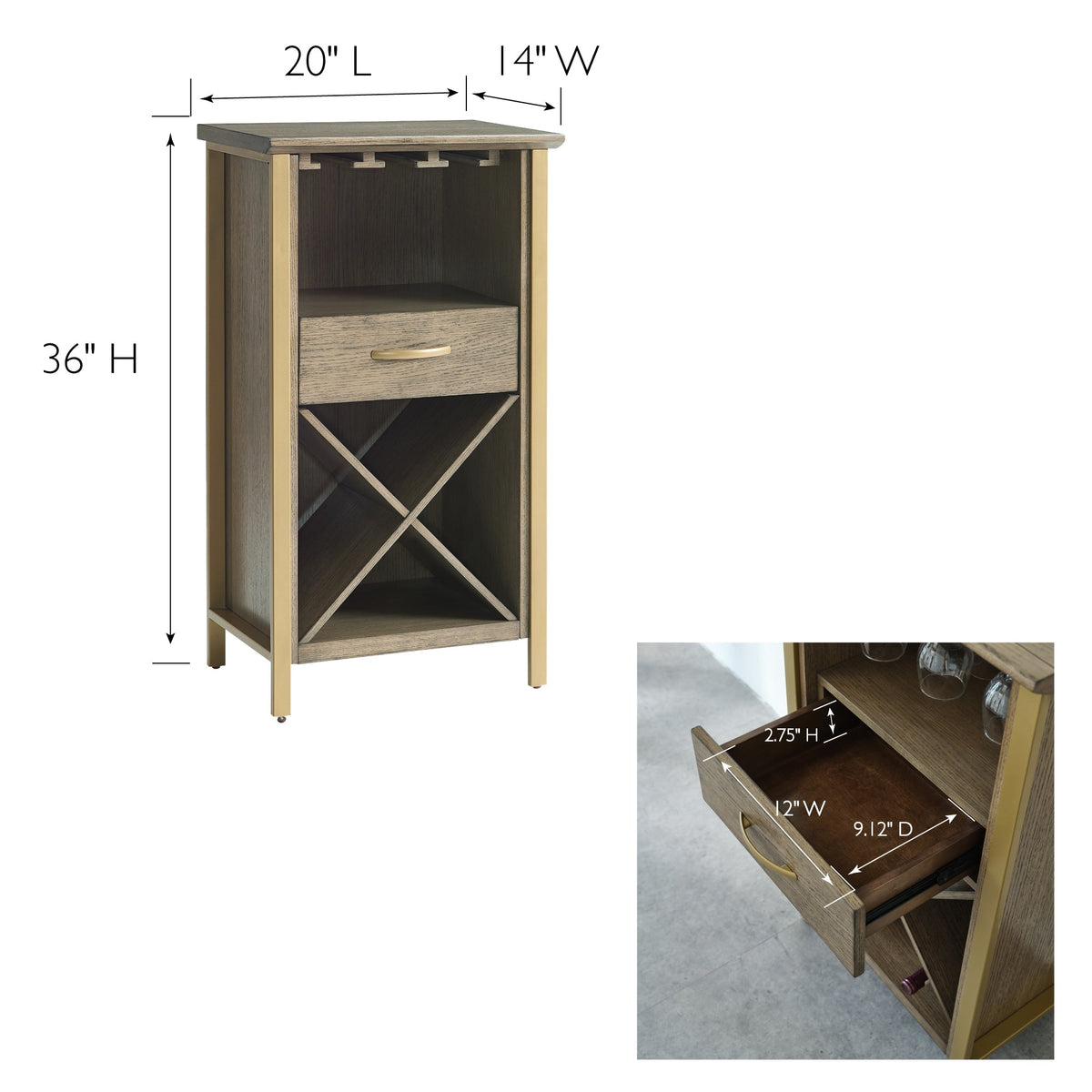 Leick Home 12-Bottle Brownbronze Wood Wine Cabinet Panel