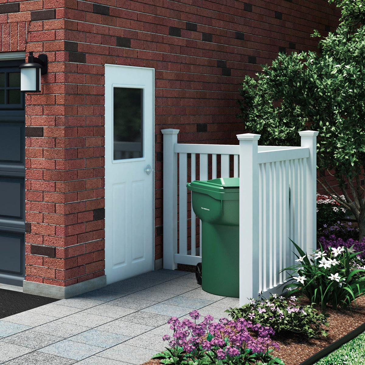 Outdoor Essentials Evanston 4-ft H x 8-ft W White Vinyl Flat-top Fence Panel (Unassembled)
