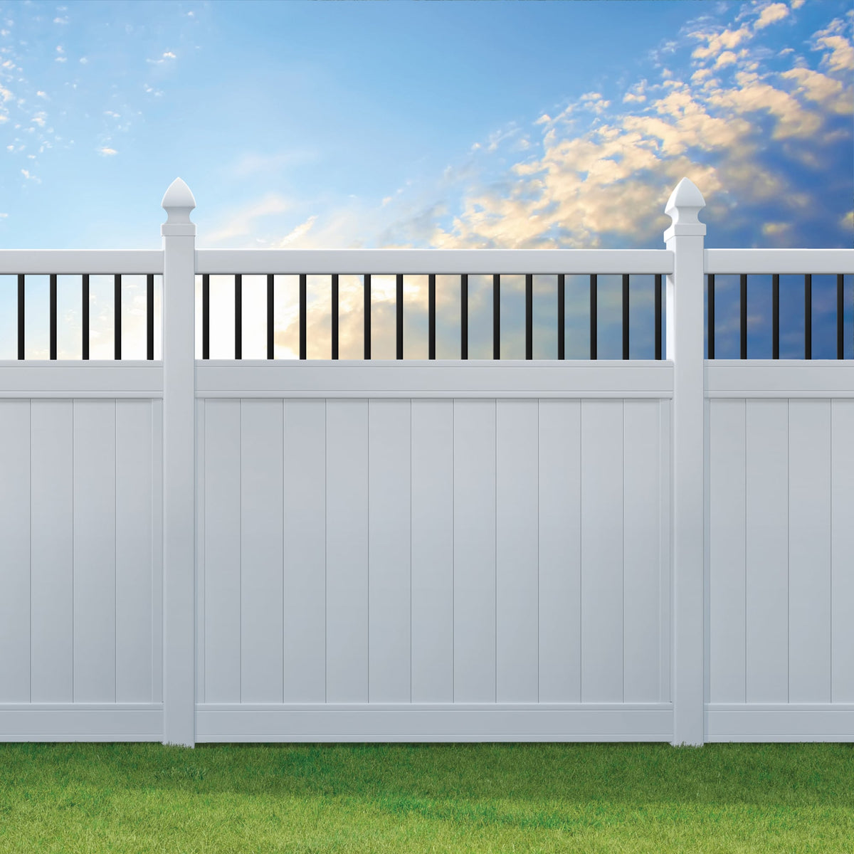 Outdoor Essentials Lakewood 6-ft H x 6-ft W White Privacy Vinyl Baluster Top Fence Panel (Unassembled)