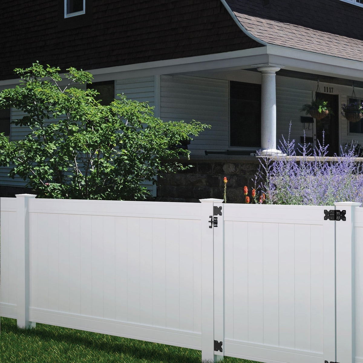 Outdoor Essentials Woodbridge 6-ft H x 5-in W White Vinyl End Fence Post (Assembled)