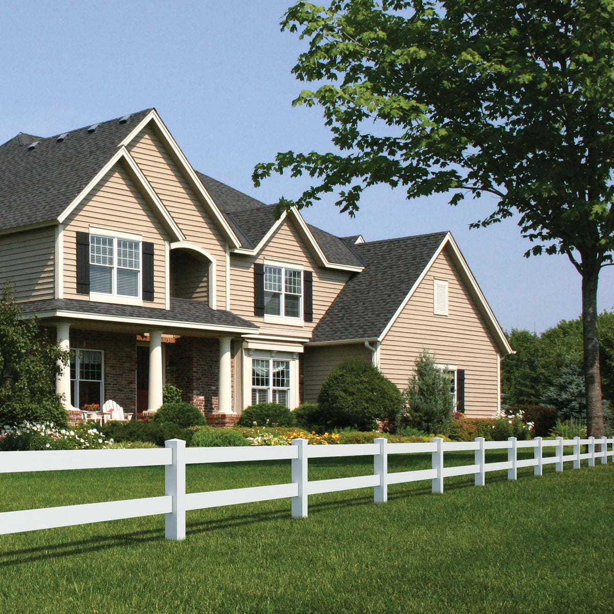Outdoor Essentials Ranch 2-Rail 5-ft H x 5-in W White Vinyl Line Fence Post (Unassembled)