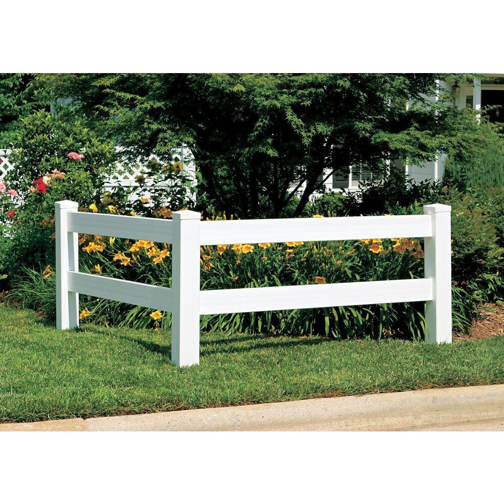 Outdoor Essentials Ranch 2-Rail 5-ft H x 5-in W White Vinyl Line Fence Post (Unassembled)