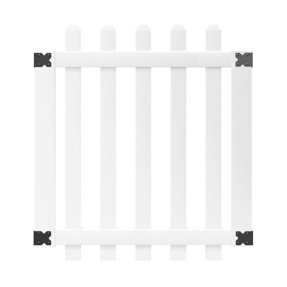 Outdoor Essentials Yorktown 4-ft H x 3.5-ft W White Vinyl Dog Ear Fence Gate Kit (Unassembled)