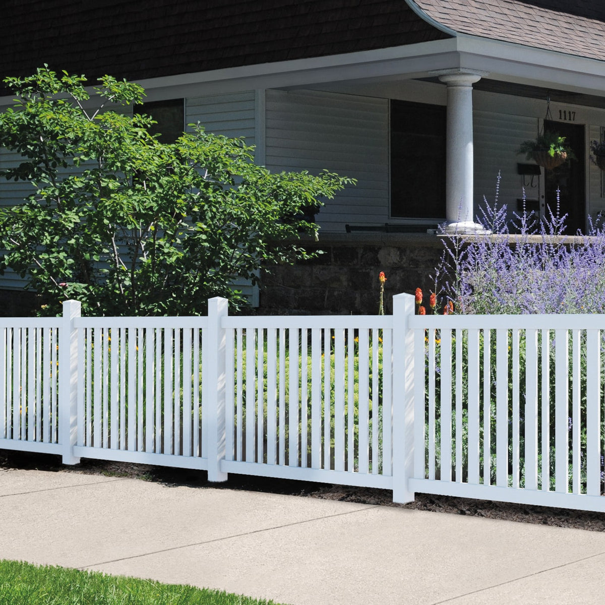 Outdoor Essentials Evanston 4-ft H x 6-ft W White Vinyl Flat-top Fence Panel (Unassembled)
