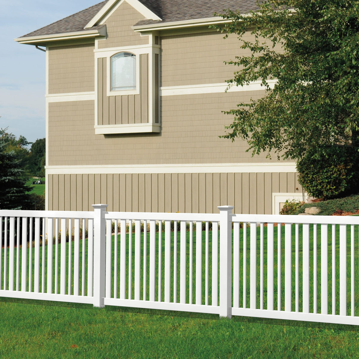 Outdoor Essentials Evanston 4-ft H x 6-ft W White Vinyl Flat-top Fence Panel (Unassembled)